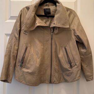 Joie Beige Lamb Leather Jacket